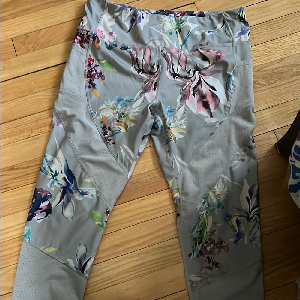 Avia Gray and Pink Track Pants with Floral Print